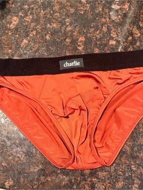 Charlie Burnt Orange  Briefs with Black velvet Waistband M